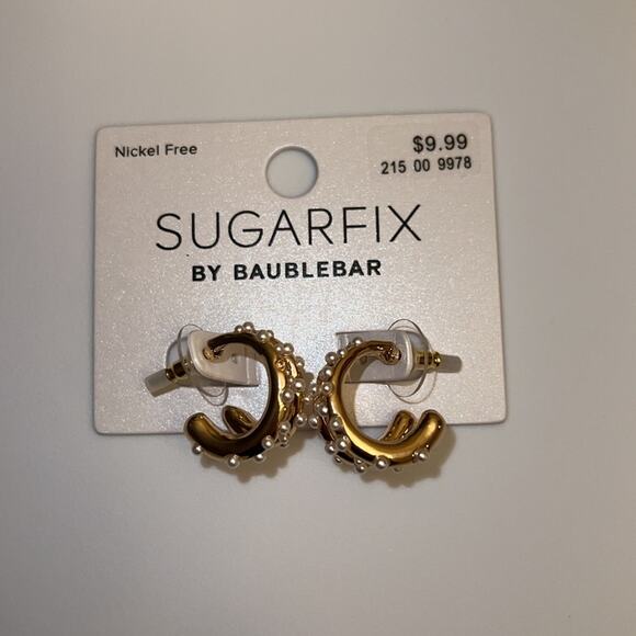 SUGARFIX by BaubleBar Pearl and Gold Double Hoop Earrings - Gold - Picture 4 of 7